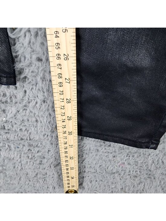 Rich & Skinny Jeans Womens 28 Black Stretch Coated Denim Skinny - Picture 7 of 14